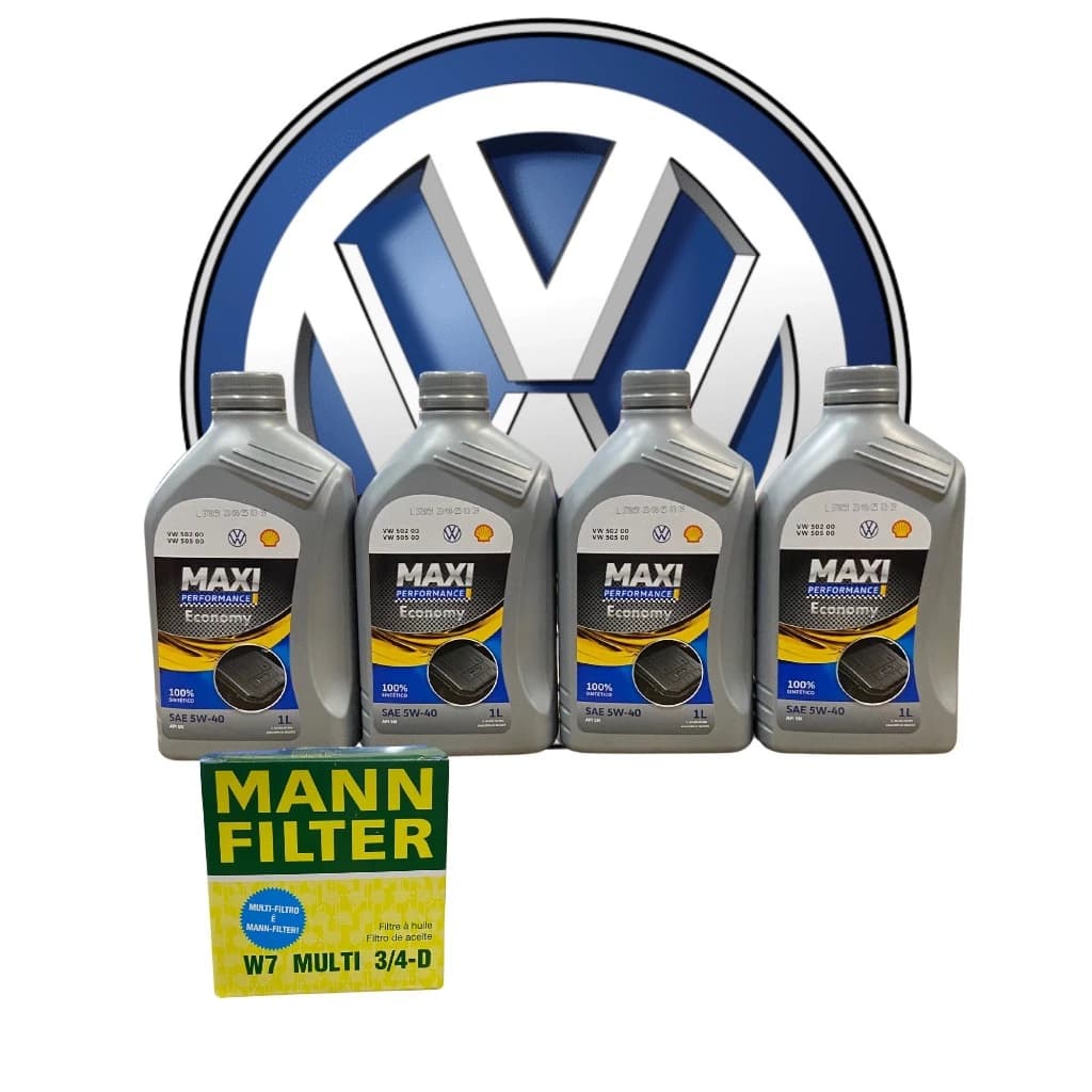 Óleo 5w40 - Kit Troca Óleo - Shell Maxi Original VW - com homologações VW 502.00 e VW 505.00 - Motor EA 111 MPI E MSI 1.0 OU 1.6 + Filtro De Óleo + Etiqueta de troca