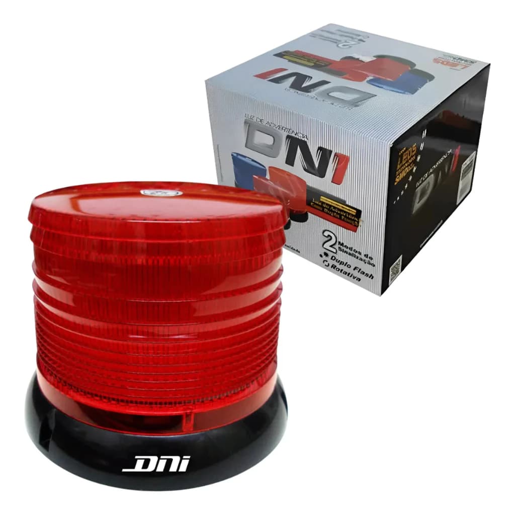 Sinalizador Rotativo e Flash de Advertência Giroflex Giroled Luz Com Led Vermelho Ímã 12v Dni