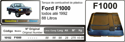 Tanque De Combustível De Plástico Ford F1000 tds até 1992 88litros